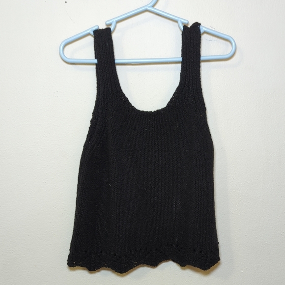 Art Class Crochet Black Tank Top Loose Knit Girls Size S 6/7 - Picture 1 of 5